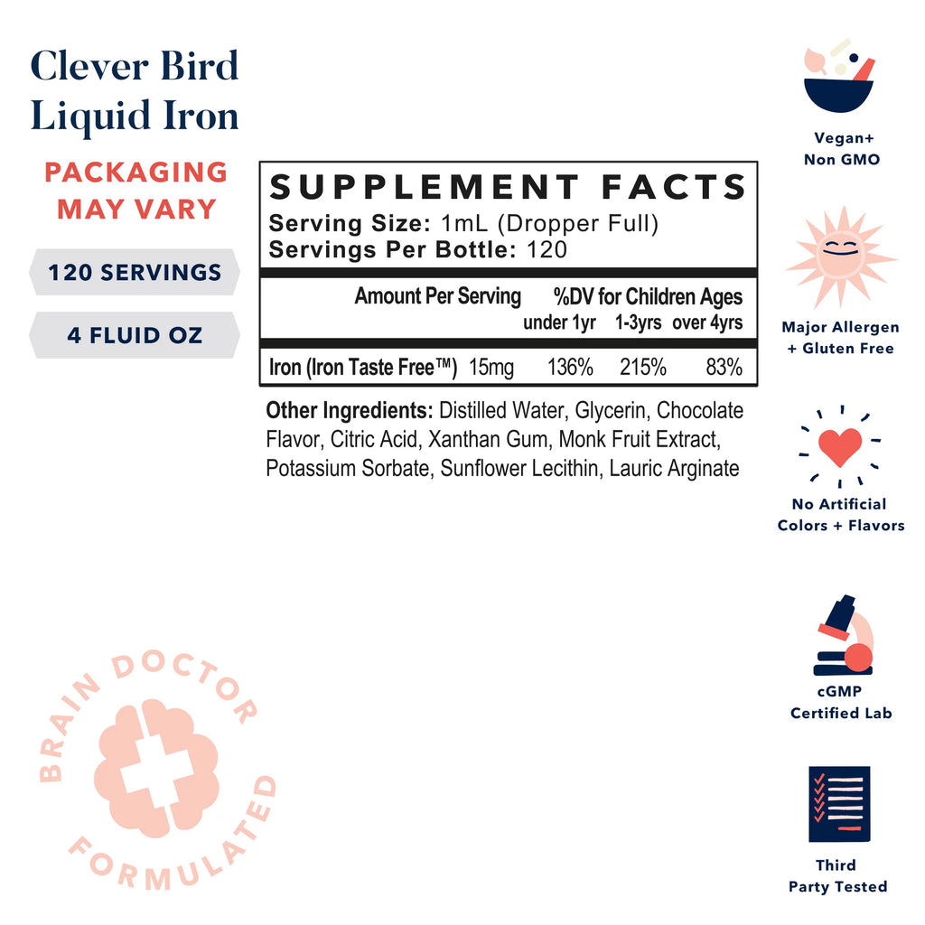 15mg per Serving 4 Oz Vegan Iron Drops I486745