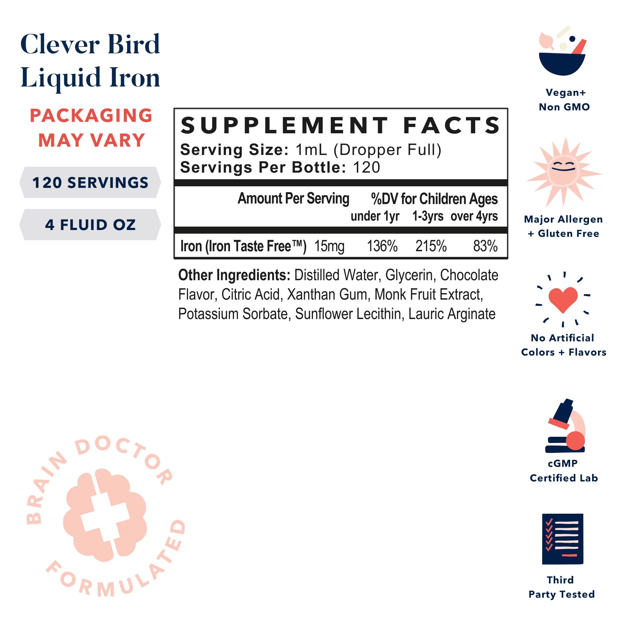 15mg per Serving 4 Oz Vegan Iron Drops I486745