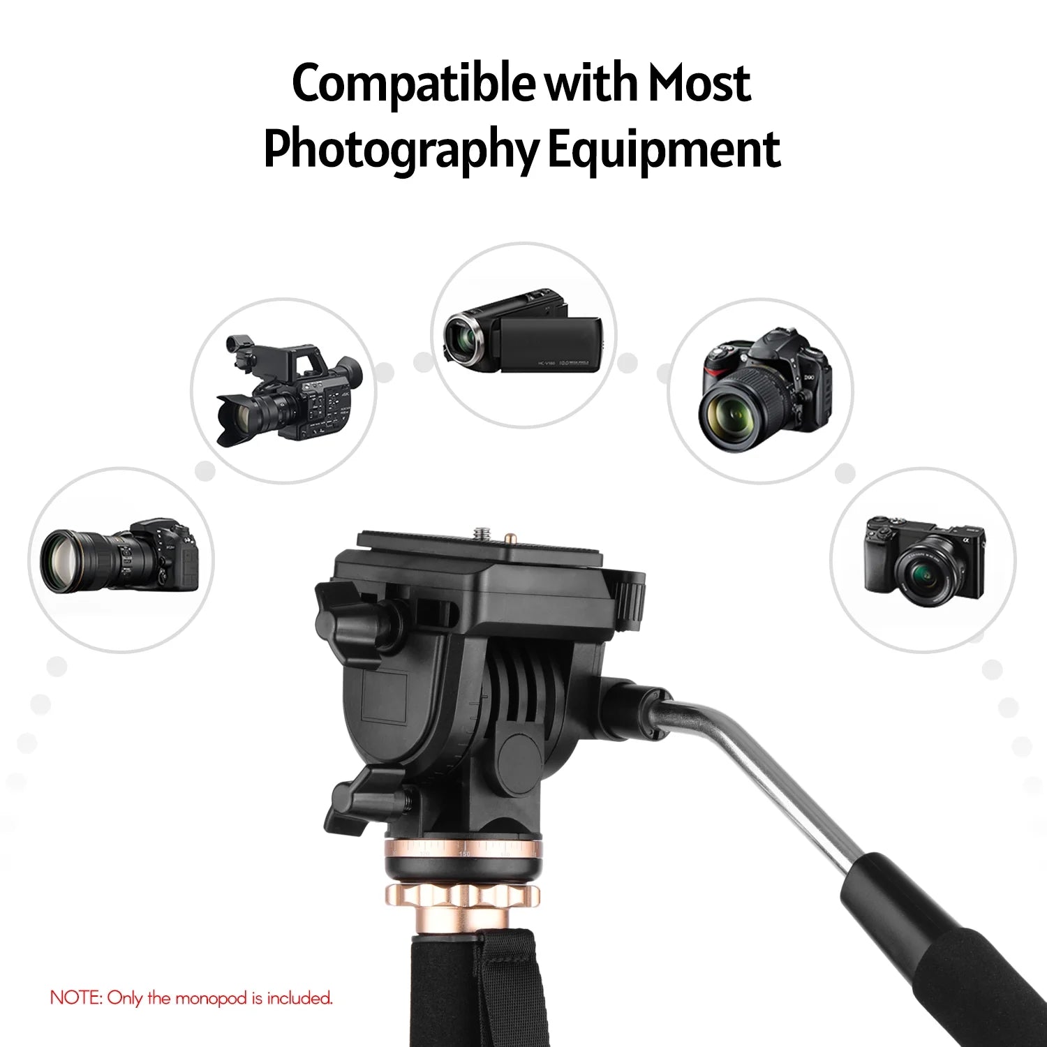 Aluminum Alloy Photography Monopod Stand with Detachable Tripod Base and Carry Bag O981