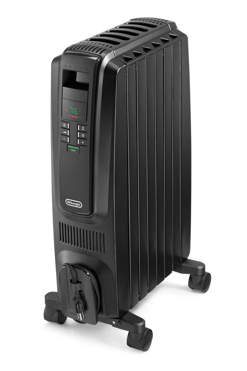 Oil-Filled Radiator Space Heater, Quiet 1500W, Adjustable Thermostat, 3 Heat Settings, Timer O167430