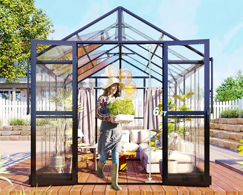 Black 8x10x7.5 FT Aluminum Polycarbonate Greenhouse P93892