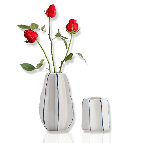 White Ceramic Vase Set of 2 P163259