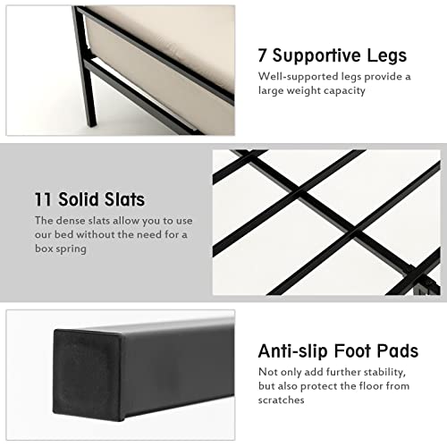 Queen Metal Canopy Bed Frame with Slats Support G298314