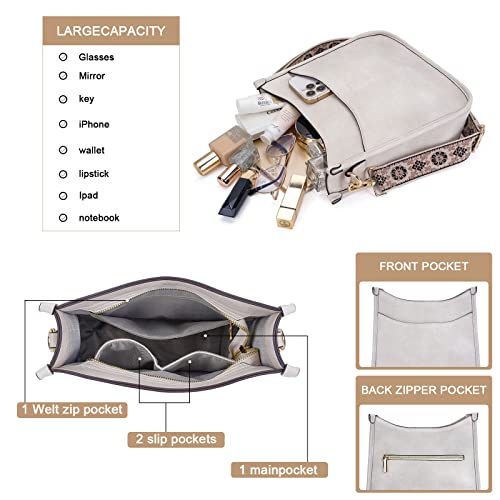 Vegan Leather Crossbody Shoulder Bag with 2PCS Adjustable Strap V60733