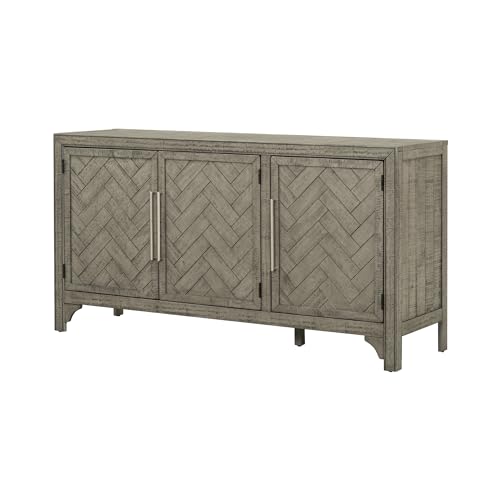 Gray 60" Sideboard Cabinet with 3 Doors and Adjustable Shelves Y57408
