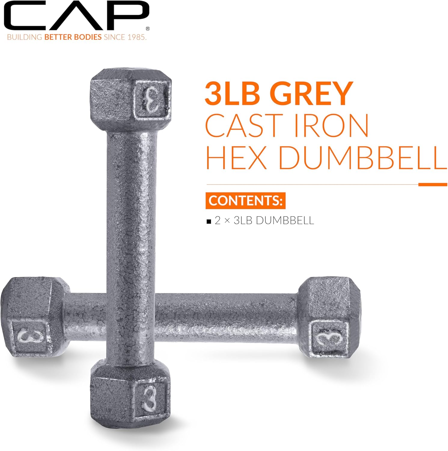 3 lb Cast Iron Hex Dumbbell Pair S4321