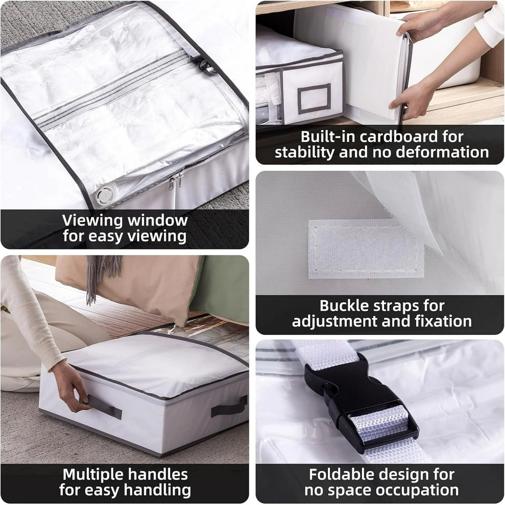 Under Bed Vacuum Seal Storage Bags, White, Large Capacity, 41 x 17.7 x 6 F755673
