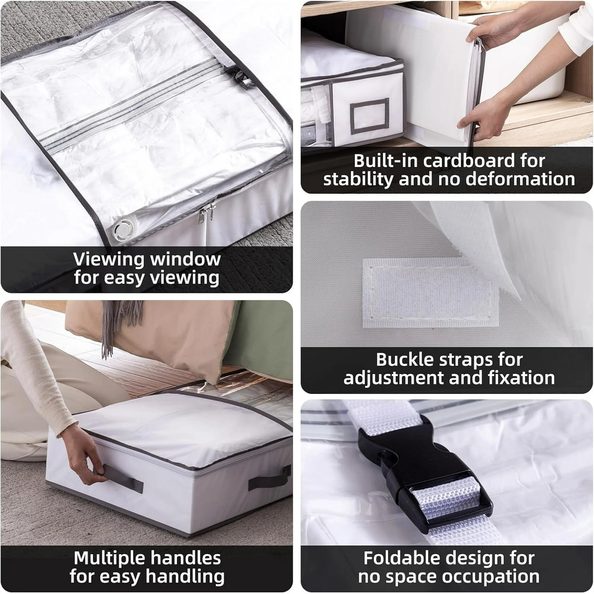 Under Bed Vacuum Seal Storage Bags, White, Large Capacity, 41 x 17.7 x 6 F755673