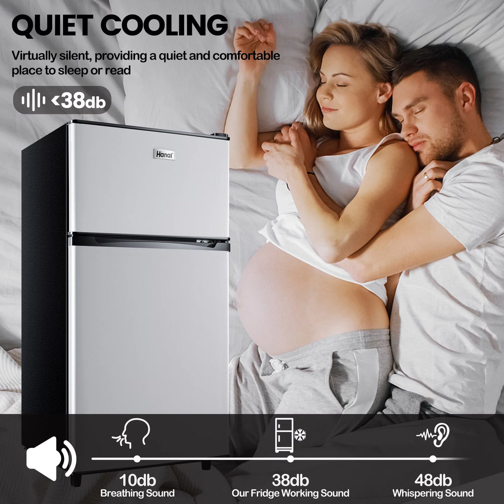 Two Door Mini Fridge with Freezer, 3.5 Cu ft N651609