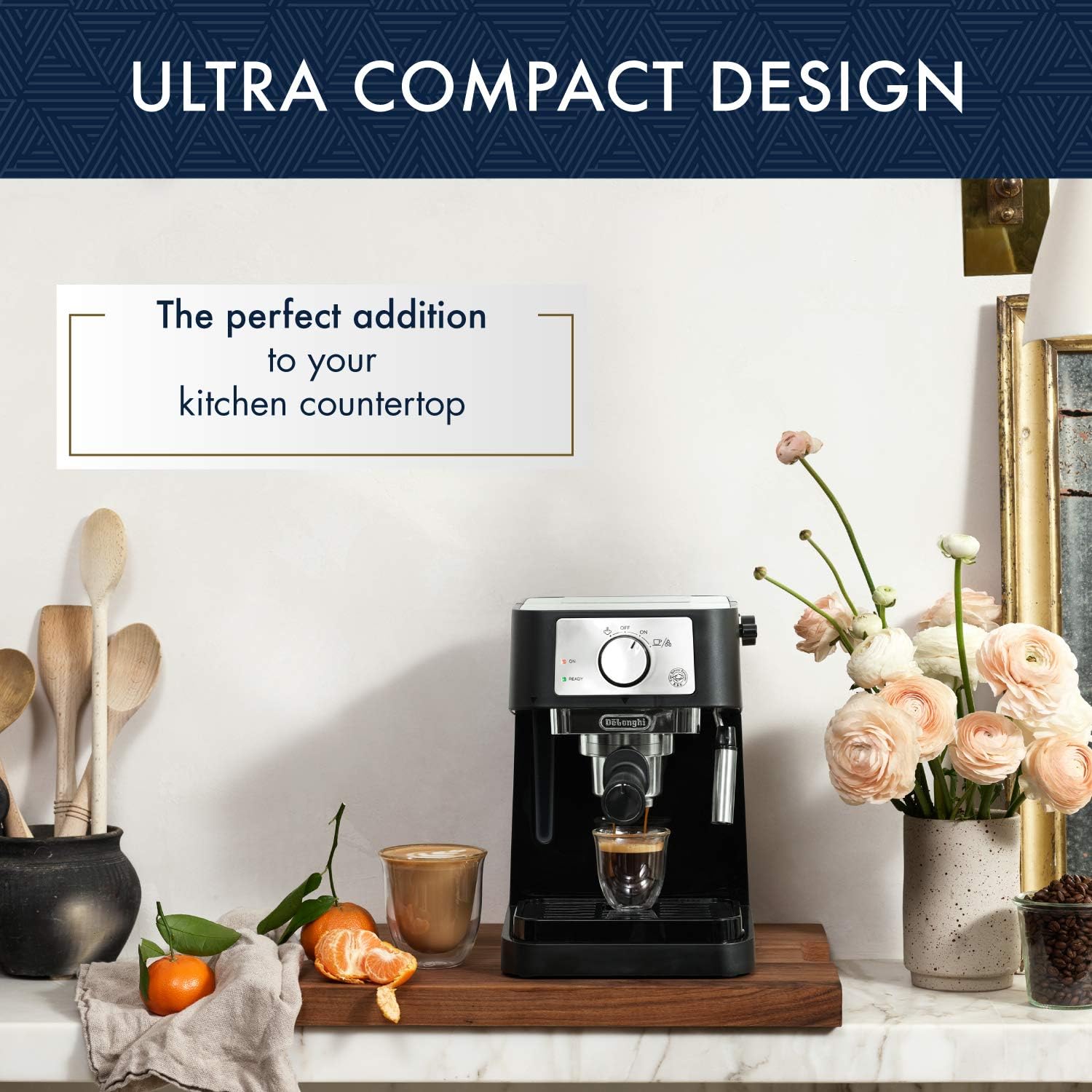 Black/Stainless Manual Espresso Machine with 15 Bar Pump Pressure V707
