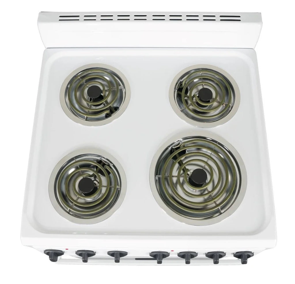 White 24 in 2.7 cu ft Single Oven Electric Range with 4 Burners and Storage Drawer X7903