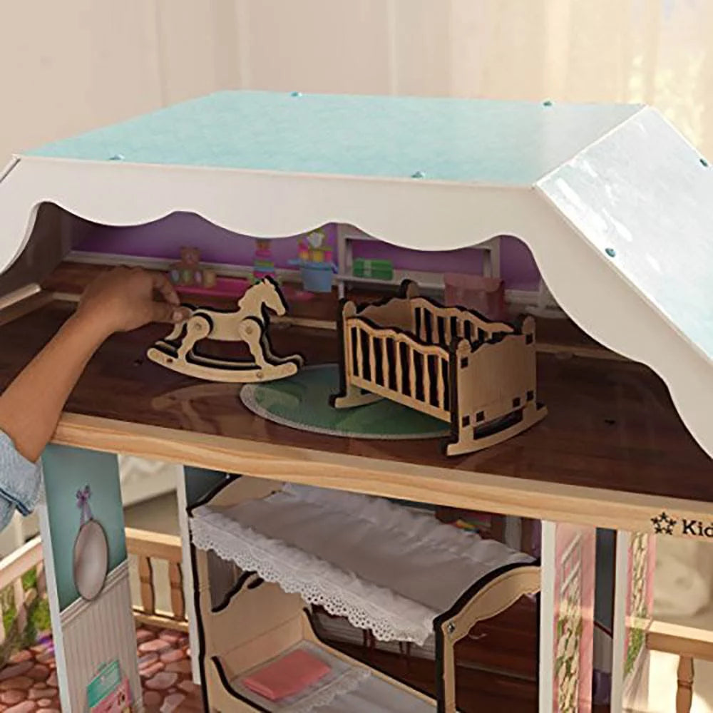 Classic Wooden Dollhouse with 14 Accessories Q816722