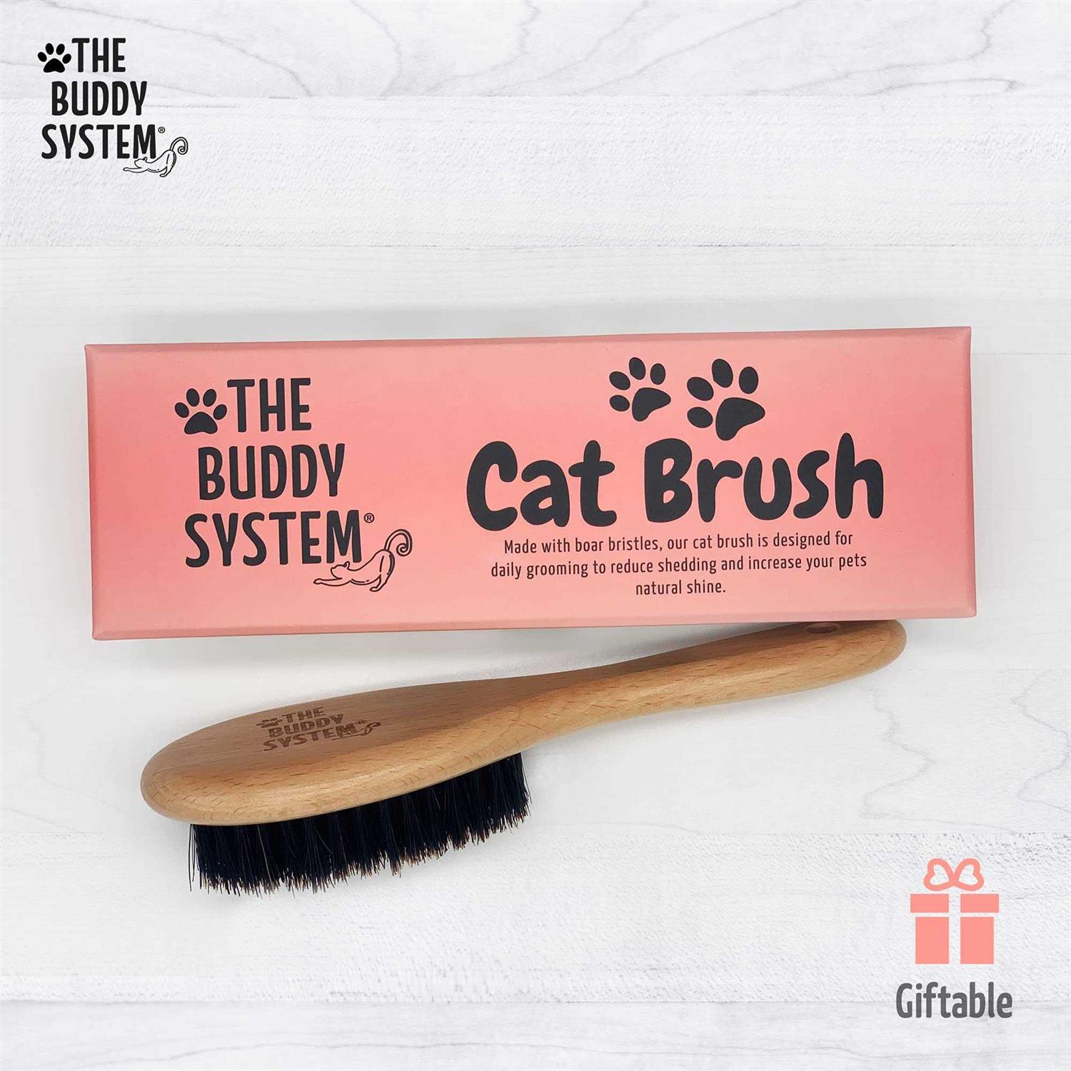 Cat Brush with Boar Bristle and Wooden Handle B945