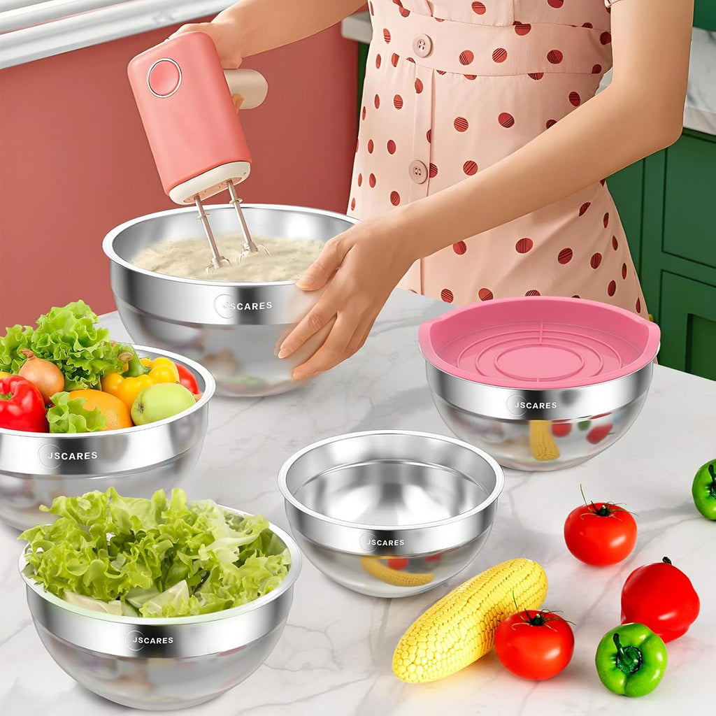 5 Piece Stainless Steel Mixing Bowls with Lids Set B2022