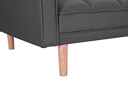 75" Linen Upholstered Convertible Futon Sofa Bed with Two Pillows A408811