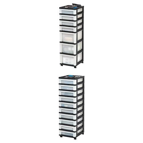 Black Plastic 4-Drawer Rolling Cart T894