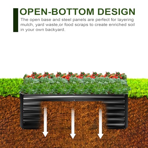 8x4x2ft Tall Galvanized Metal Raised Garden Bed R6321