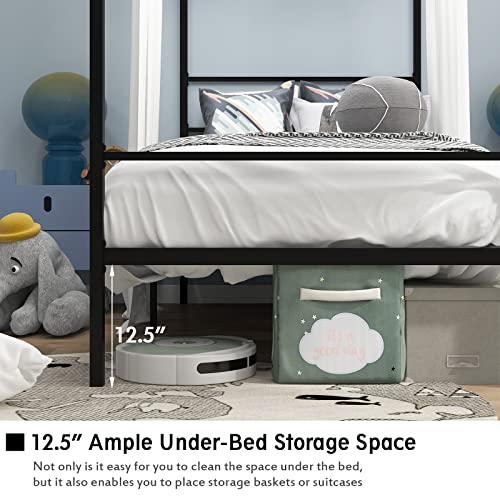 Queen Metal Canopy Bed Frame with Slats Support G298314