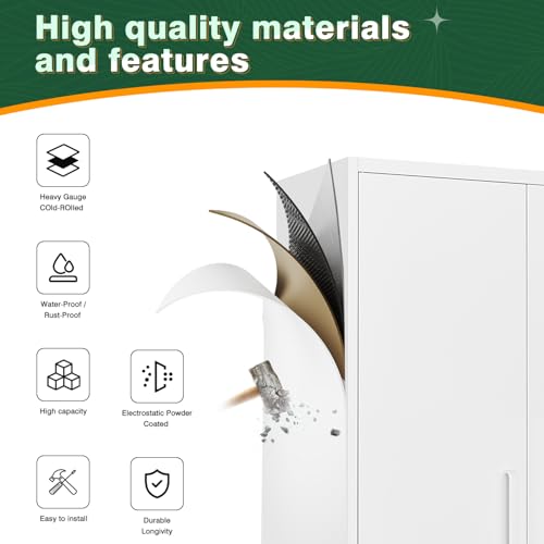 Metal Black Storage Cabinet with Adjustable Shelves and Lock Door V4318