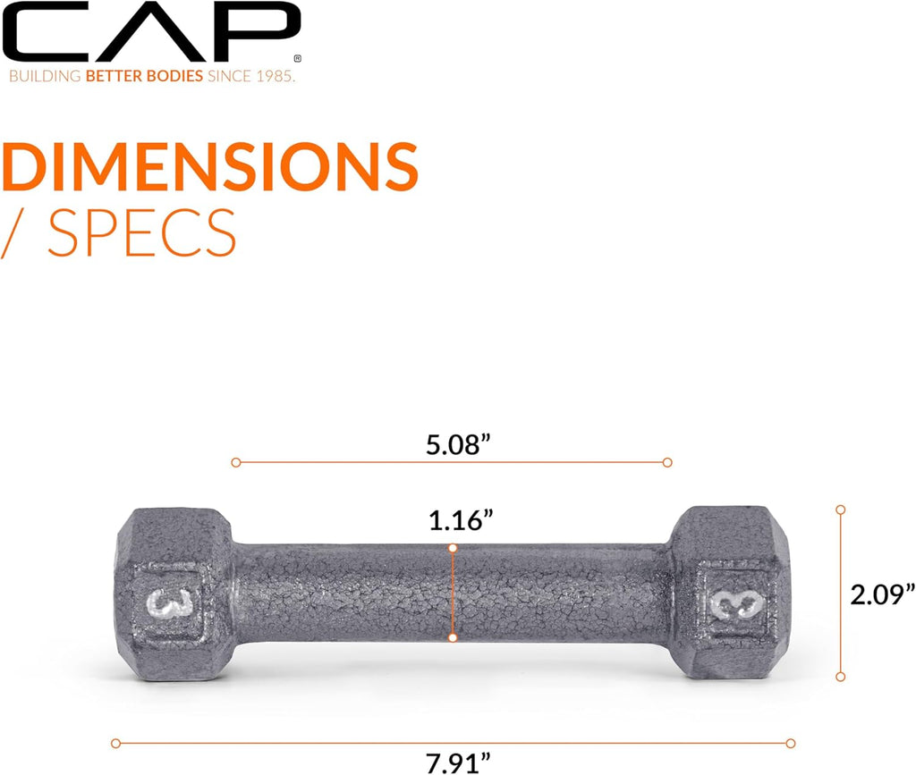 3 lb Cast Iron Hex Dumbbell Pair S4321