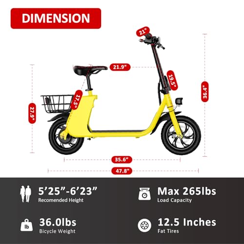 450W 36V Foldable Electric Scooter with Seat, 15.5MPH, 20 Miles Range, 265LB Max Load L42065