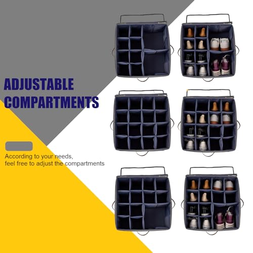 Grey Fabric Shoe Storage Bins for Closet, 16 Pairs Z660