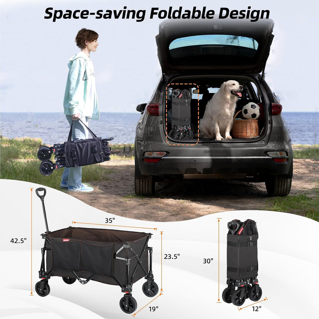 Black Collapsible Folding Utility Wagon Cart W29331