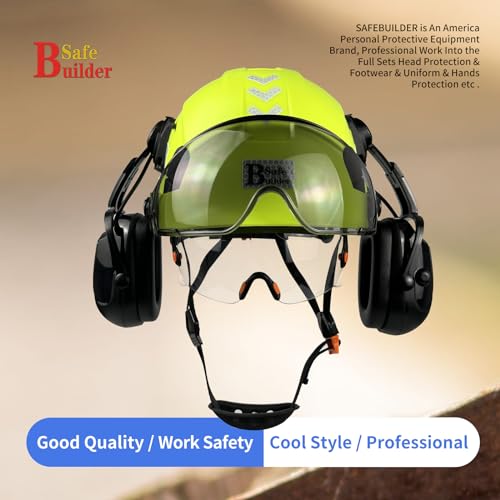 Safety Helmet with Visor Bluetooth Ear Muffs SNR 26dB Hard Hat Vented Y909367
