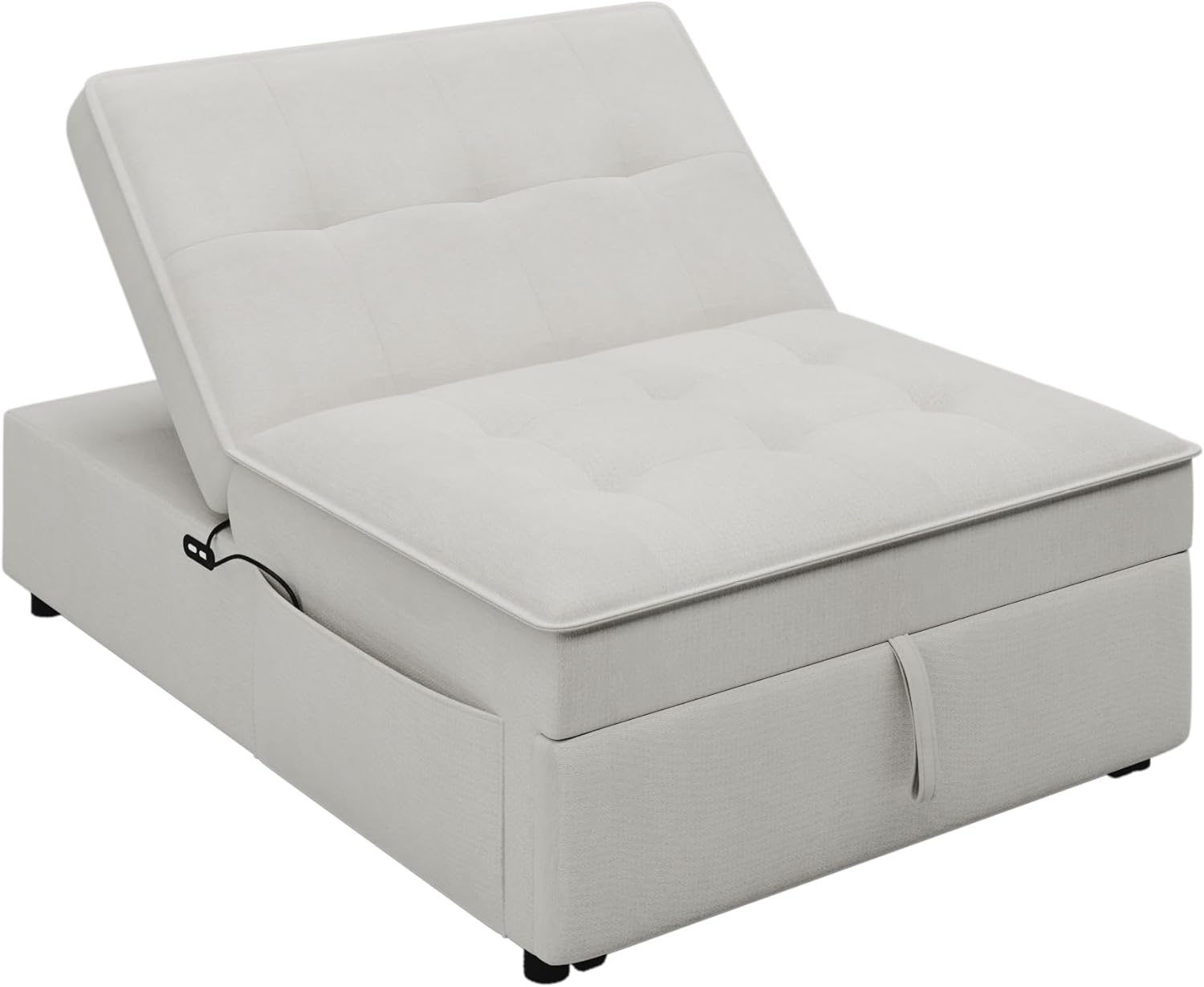 White 4-in-1 Convertible Sofa with Storage Pocket and USB Port N166