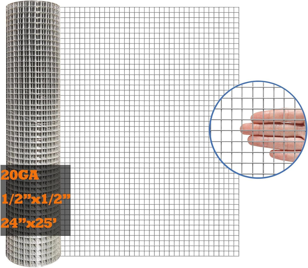 Galvanized Hardware Cloth 24 in x 25 ft 1/2 x 1/2 inch Mesh 20GA X41340