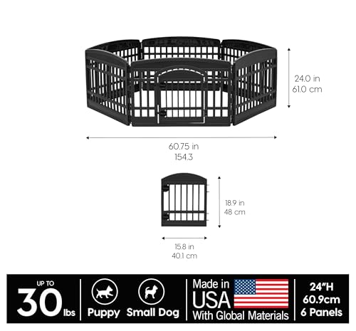Black 8-Panel Dog Playpen with Door R880