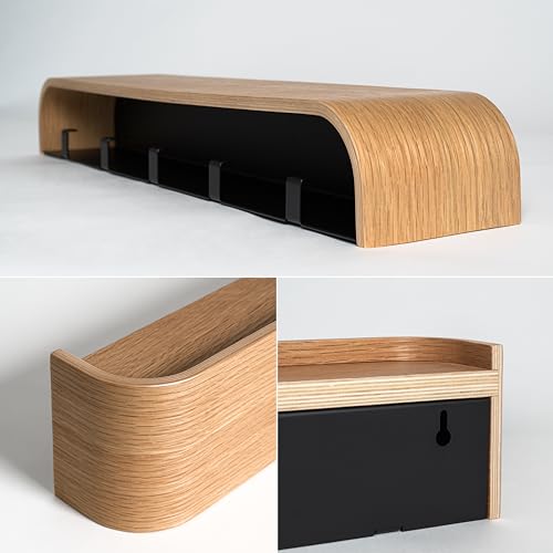 Solid Wood Veneer Coat Rack with Wall Hooks D474