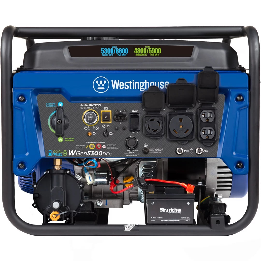 6600 Peak Watt Dual Fuel Portable Generator with Remote Electric Start T26623
