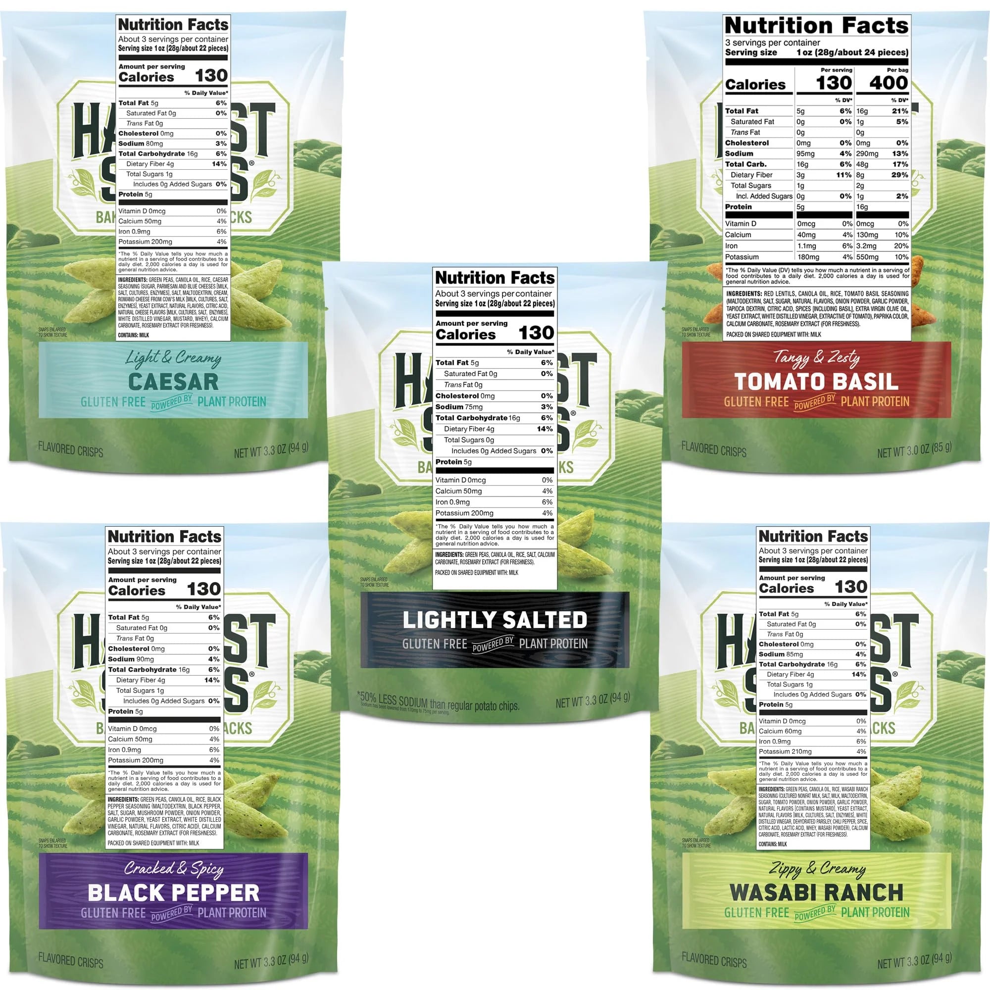 3 Ounce Variety Pack Of 5 Plant-based Gluten Free Crisps W270