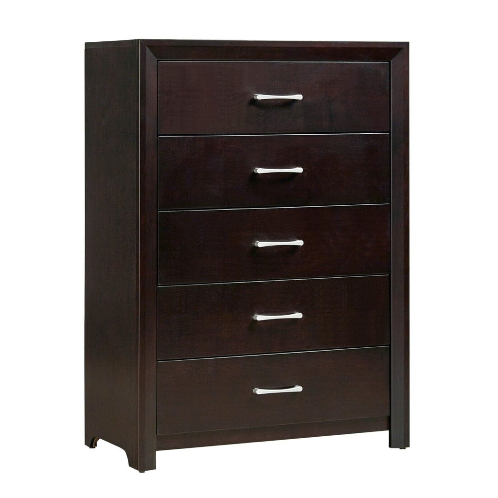 5pc Bedroom Set Full Bed Dresser Nightstand Chest Mirror P967362