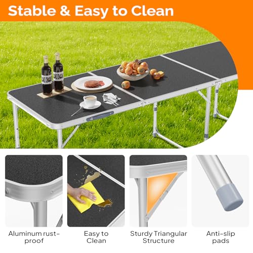 3FT Adjustable Height Aluminum Folding Camping Table with Carrying Handle X857