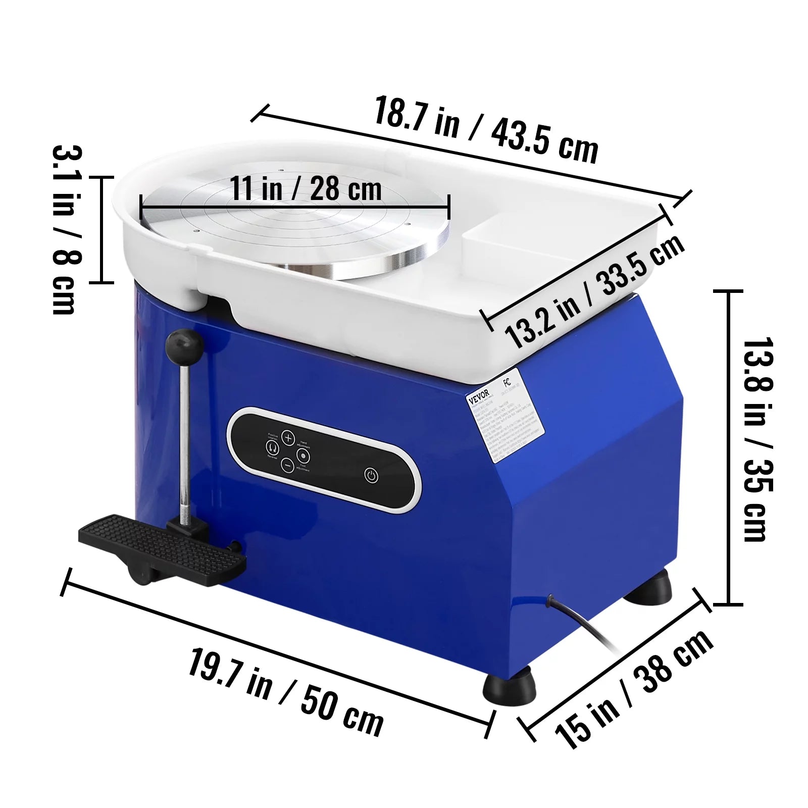 11" Ceramic Wheel Forming Machine with Adjustable Speed Handle and Foot Pedal Control R36691