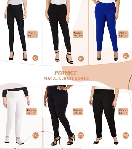 Women Stretch Skinny Dress Pants Nylon Ponte Pull On Trousers B778335