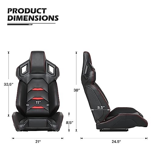 Red PVC Bucket Style Reclinable Sport Racing Seat E78775