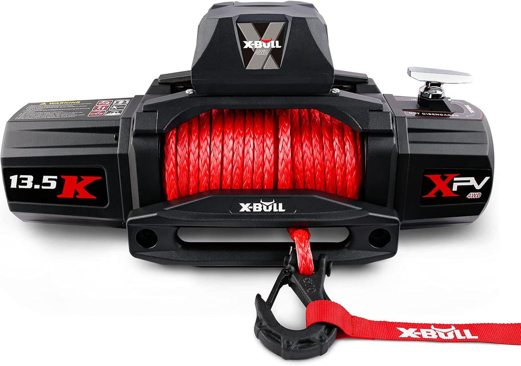12V 10000 lb Synthetic Rope Electric Winch with Hawse Fairlead T315770