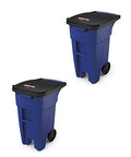 50-Gallon Gray Heavy-Duty Wheeled Trash Can, Pack of 2 A32004