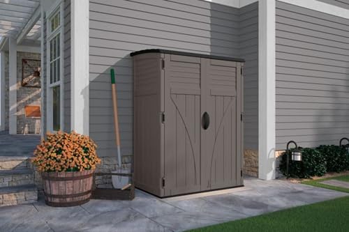 54 Cubic Ft. Vertical Resin Outdoor Storage Shed with Lockable Double Doors L325453