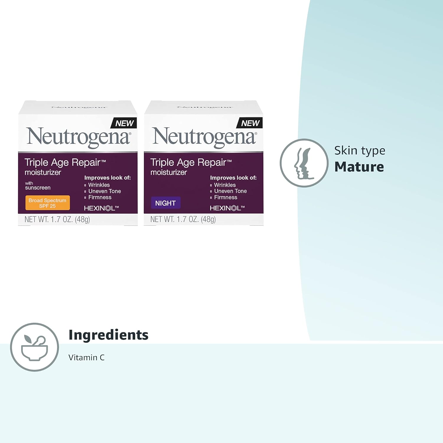 Triple Age Repair Anti-Aging Night Cream and Daily Facial Moisturizer with SPF 25 Sunscreen, 1.7 oz F11194