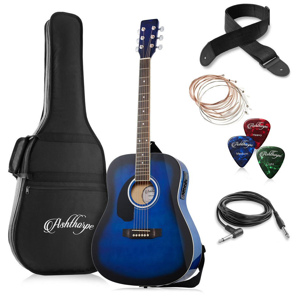 Blue Left-Handed Full-Size Dreadnought Acoustic Electric Guitar L96203