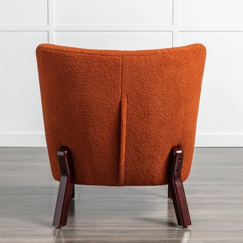 Green Upholstered Sherpa Single Sofa Chair with Wooden Legs L72842