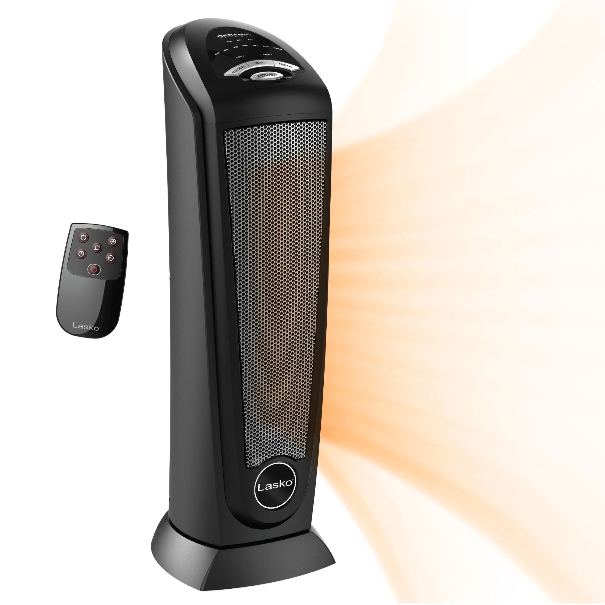 Black 1500W Oscillating Ceramic Tower Space Heater S22495