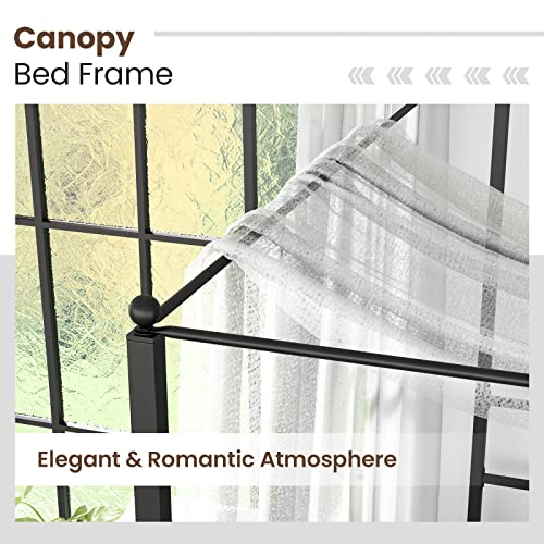 Queen Metal Canopy Bed Frame with Slats Support G298314