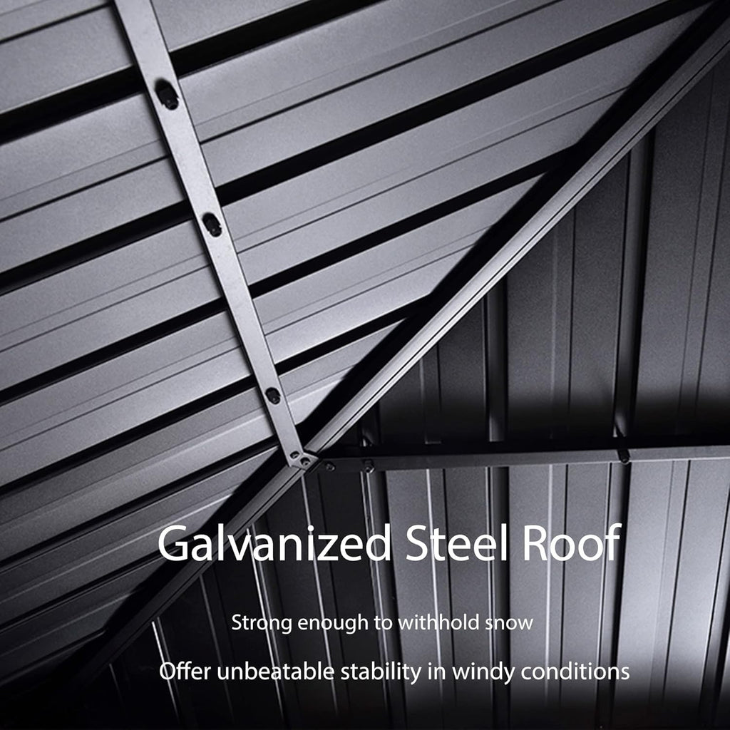 10' X 14' Galvanized Steel Double Roof Aluminum Frame Gazebo with Netting L671893