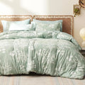 Twin 5 Pieces Blue Floral Bedding Set with Comforter, Sheets, Pillowcase & Sham L8679