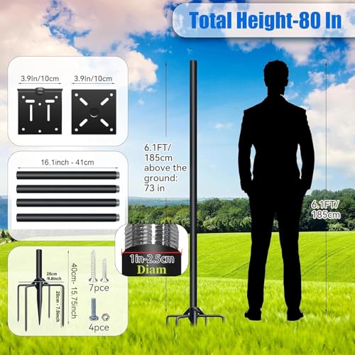 80In Bird House Pole, Heavy Duty with 5-Prong Base T512872